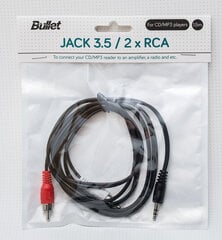 Кабель Bullet JACK 3.5mm - 2xRCA, 1,5 м цена и информация | Кабели и провода | 220.lv