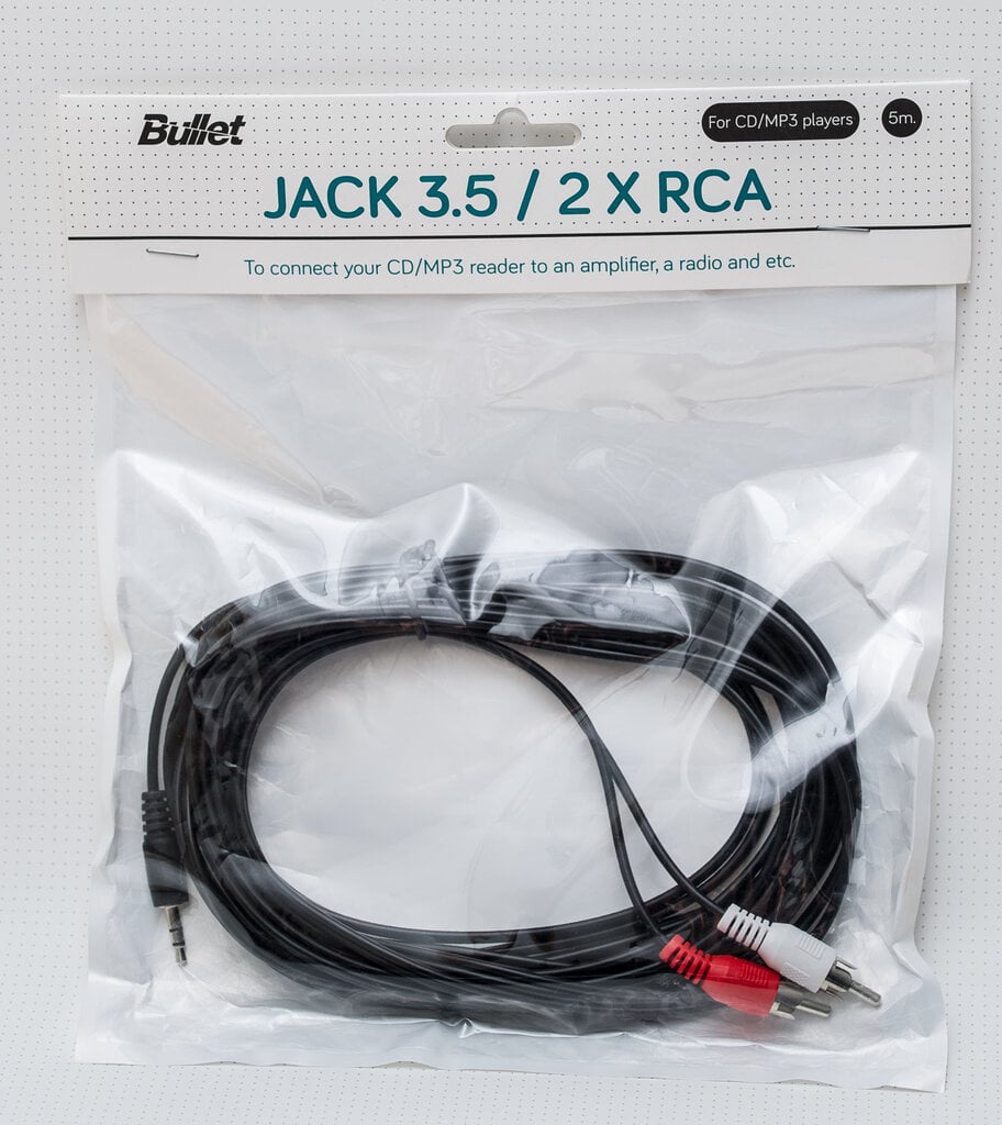 Bullet, Aux 3.5 mm/RCA, 5 m цена и информация | Kabeļi un vadi | 220.lv