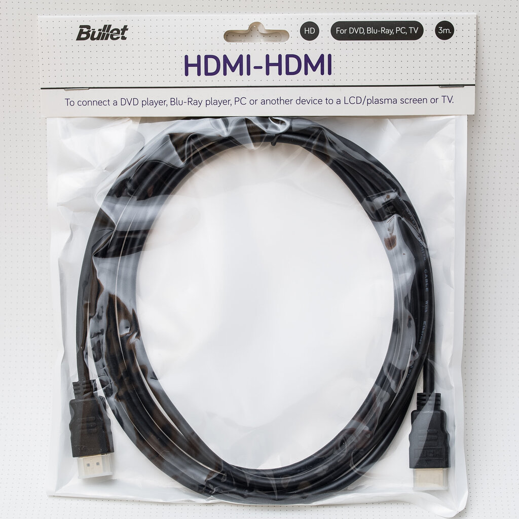 Kabelis Bullet HDMI-HDMI, 3 m цена и информация | Kabeļi un vadi | 220.lv