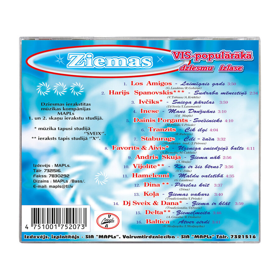 CD ZIEMAS VISPOPULĀRĀKĀ DZIESMU IZLASE цена и информация | Vinila plates, CD, DVD | 220.lv