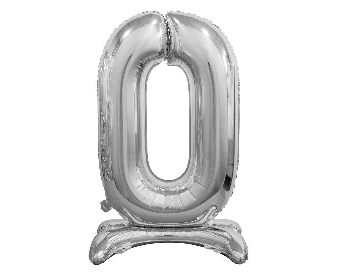 Folijas balona numurs "0", 74 cm, krāsa: sudrabs (BC-ASS0) 9281 cena un informācija | Baloni | 220.lv