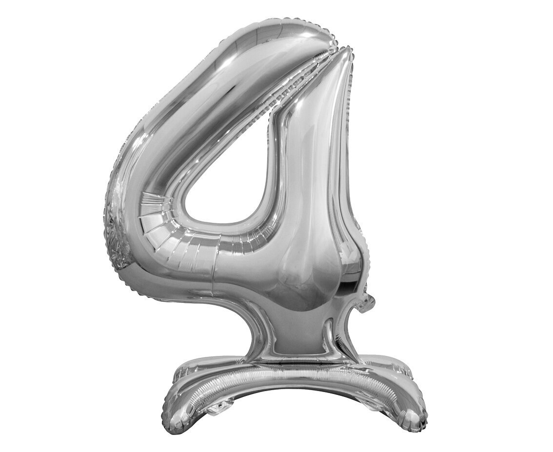 Folijas balona numurs "4", 74 cm, krāsa: sudraba (BC-ASS4) 9366 cena un informācija | Baloni | 220.lv