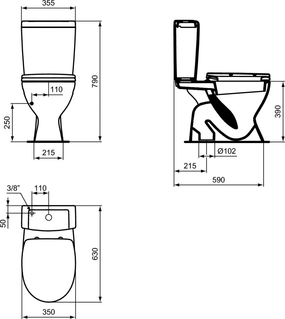 WC pods EUROVIT IdealStandard, ūdens padeve no apakšas, vertikāls izvāds, 6/3l, SoftClose vāks cena un informācija | Tualetes podi | 220.lv