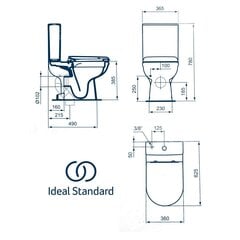 WC pods EXACTO IdealStandard, bez apmales, ūdens padeve no apakšas, 4/2.5l ar Soft Close vāku цена и информация | Унитазы | 220.lv