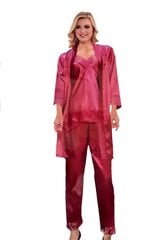 Пижамный комплект и халат / 898 / темно-красный цена и информация | Женские пижамы, ночнушки | 220.lv