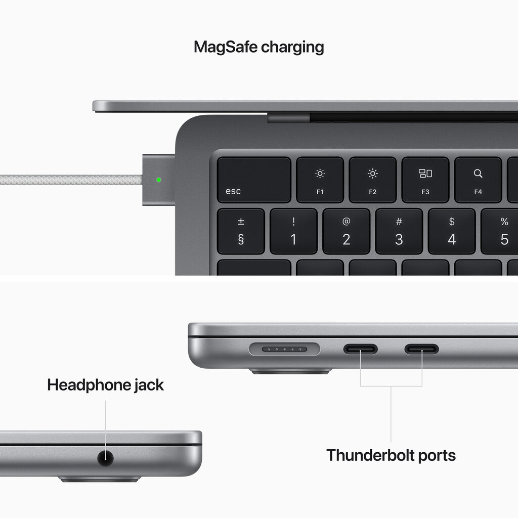 MacBook Air 13” Apple M2 8C CPU, 10C GPU/8GB/512GB SSD/Space Grey/SWE - MLXX3KS/A cena un informācija | Portatīvie datori | 220.lv