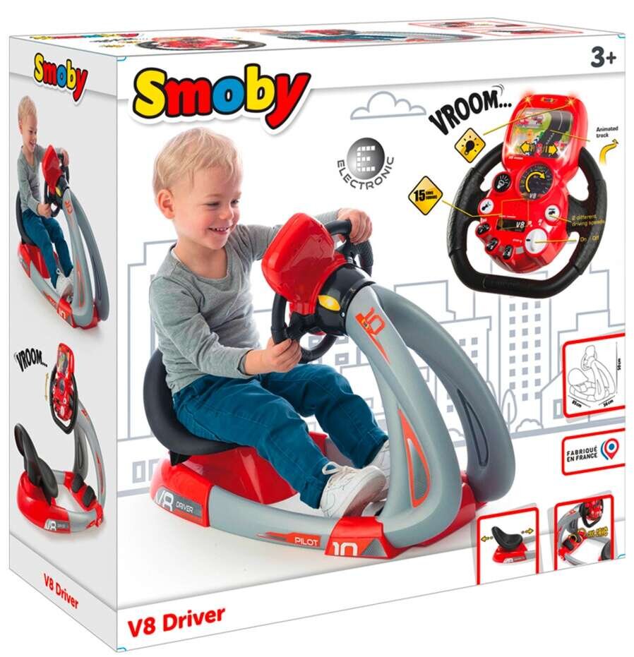 Braukšanas simulators Smoby V8 Driver ar kustīgiem pedāļiem cena un informācija | Rotaļlietas zēniem | 220.lv