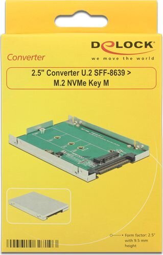 Delock 62710 pārveidotājs 2.5" U.2 SFF-8639 > M.2 NVMe Key M cena un informācija | Adapteri un USB centrmezgli | 220.lv