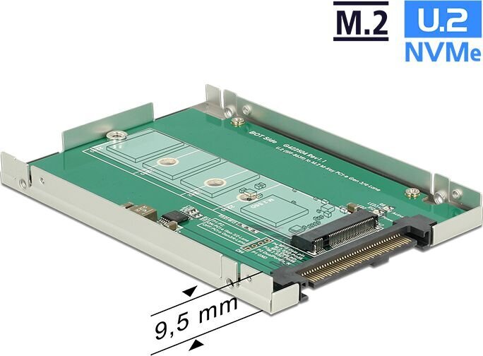 Delock 62710 pārveidotājs 2.5" U.2 SFF-8639 > M.2 NVMe Key M cena un informācija | Adapteri un USB centrmezgli | 220.lv