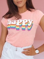 Akcija: Sieviešu rozā T-krekls Happy RY1848-48363-M цена и информация | Футболка женская | 220.lv