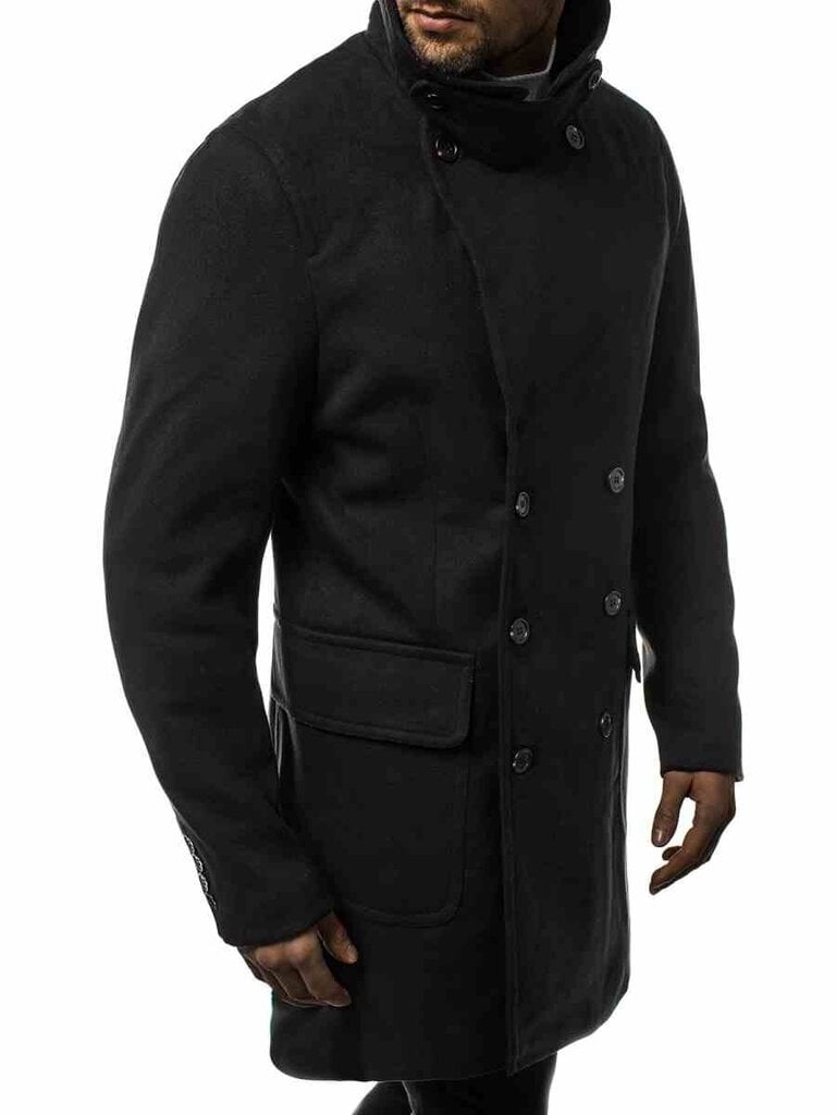 Stilīgs melns rudens vīriešu mētelis Nova JB/1048Z-49387-XXL cena un informācija | Vīriešu mēteļi | 220.lv