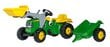 Bērnu pedāļu traktors ar kausu un piekabi Rolly Toys rollyKid John Deere цена и информация | Rotaļlietas zēniem | 220.lv