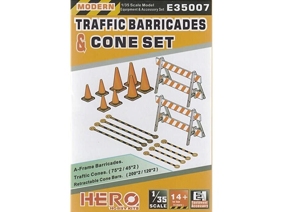 Hero Hobby Kits - Traffic Barricades & Cone Set, 1/35, E35007 цена и информация | Konstruktori | 220.lv