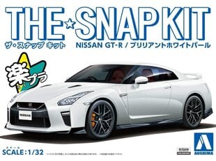 Aoshima - The Snap Kit Nissan GT-R Brilliant White Pearl, 1/32, 05639 цена и информация | Конструкторы и кубики | 220.lv