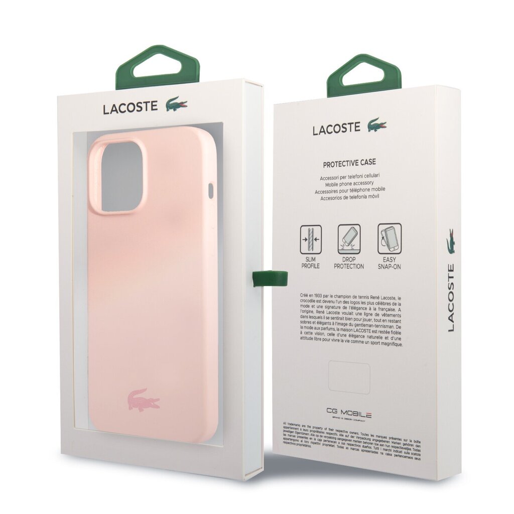 Lacoste Liquid Silicone Glossy Printing Logo Case for iPhone 13 Pro Max Pink цена и информация | Telefonu vāciņi, maciņi | 220.lv