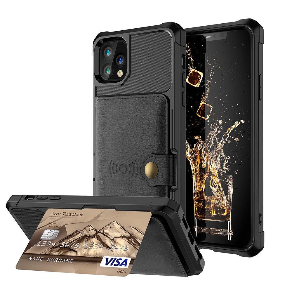 Wallet apvalks priekš iPhone 11 Pro (5,8″) – Melns cena un informācija | Telefonu vāciņi, maciņi | 220.lv