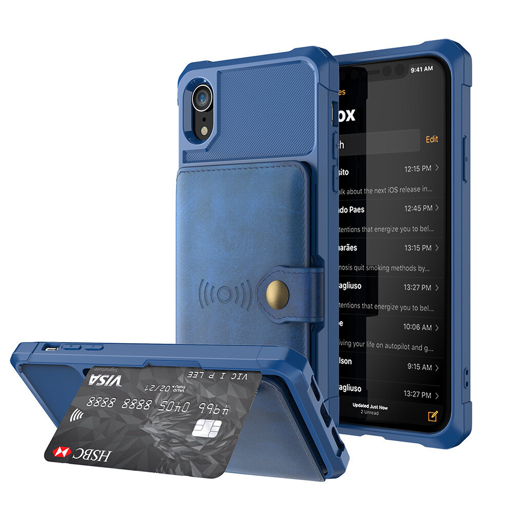 Wallet apvalks priekš iPhone XR (6,1″) – Zils cena un informācija | Telefonu vāciņi, maciņi | 220.lv
