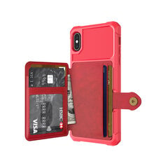 Wallet apvalks priekš iPhone Xs Max (6,5″) – Sarkans cena un informācija | Telefonu vāciņi, maciņi | 220.lv