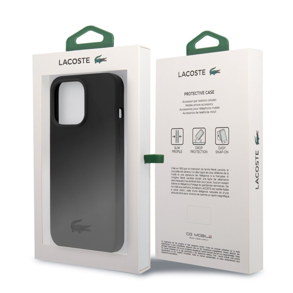 Lacoste Liquid Silicone Glossy Printing Logo Case for iPhone 13 Pro Max Black cena un informācija | Telefonu vāciņi, maciņi | 220.lv