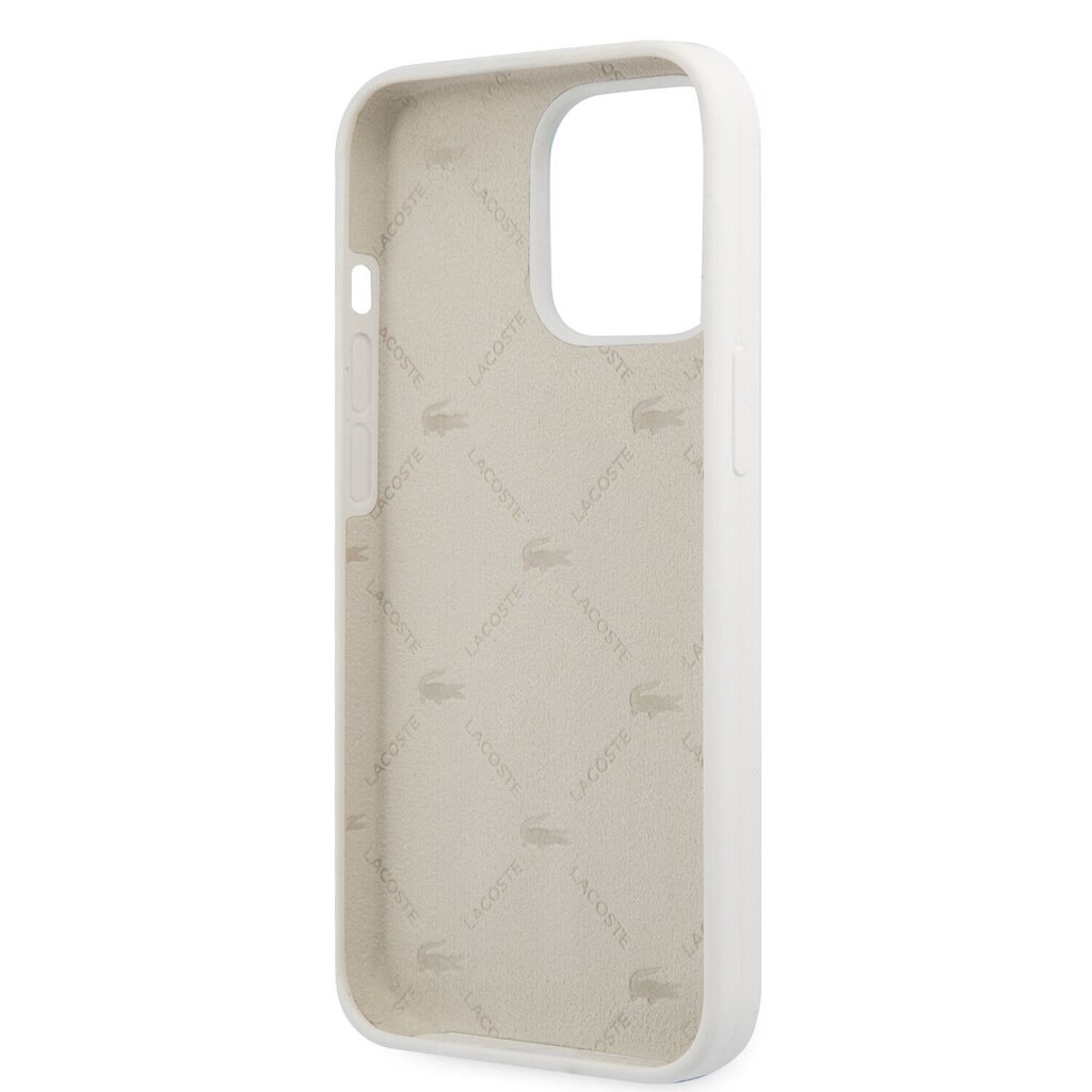 Lacoste Liquid Silicone Allover Pattern Case for iPhone 13 Pro White cena un informācija | Telefonu vāciņi, maciņi | 220.lv