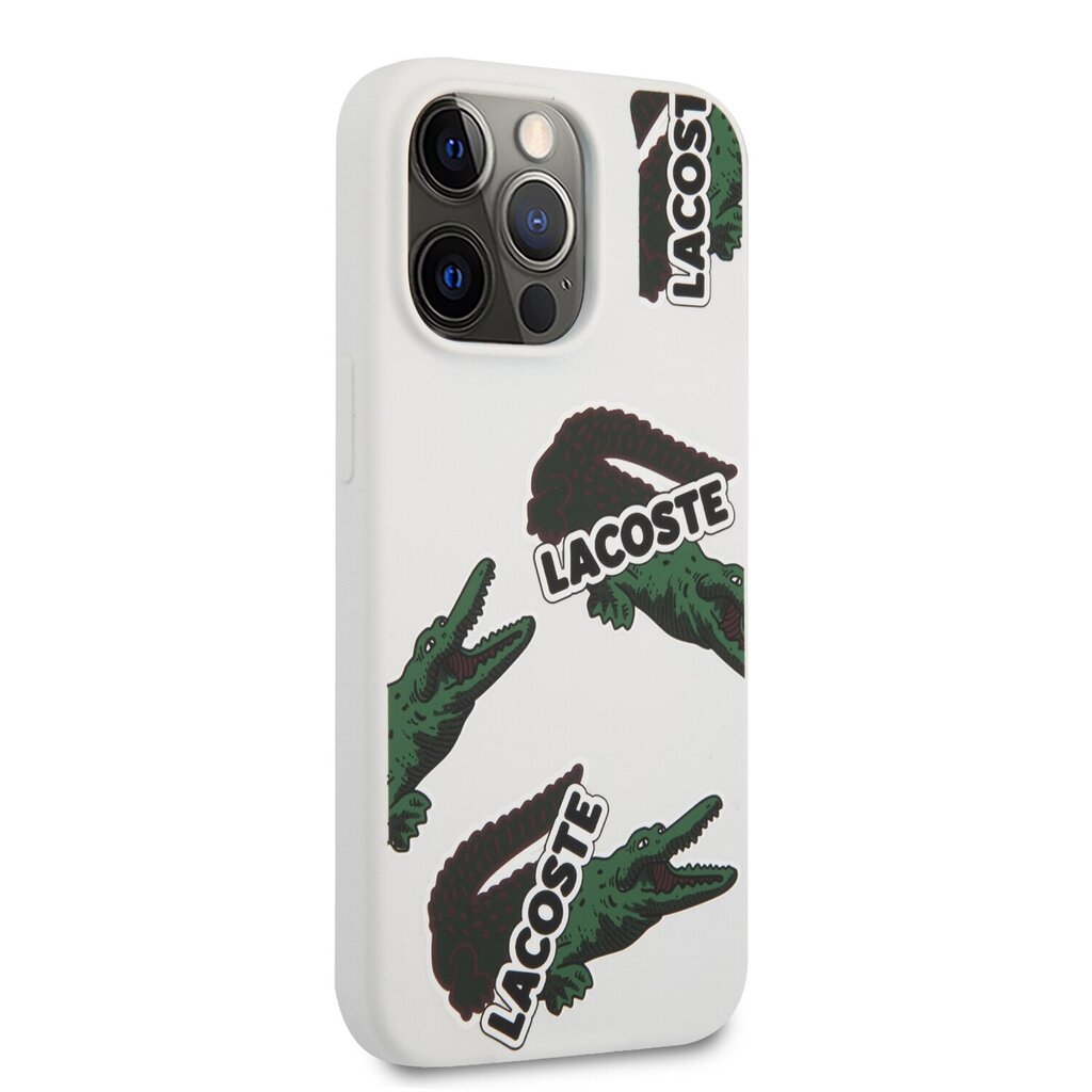 Lacoste Liquid Silicone Allover Pattern Case for iPhone 13 Pro White cena un informācija | Telefonu vāciņi, maciņi | 220.lv