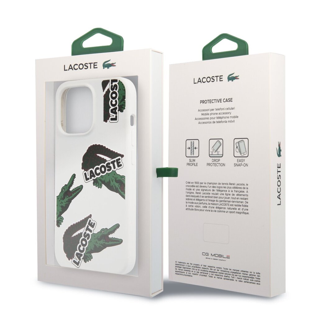 Lacoste Liquid Silicone Allover Pattern Case for iPhone 13 Pro Max White cena un informācija | Telefonu vāciņi, maciņi | 220.lv