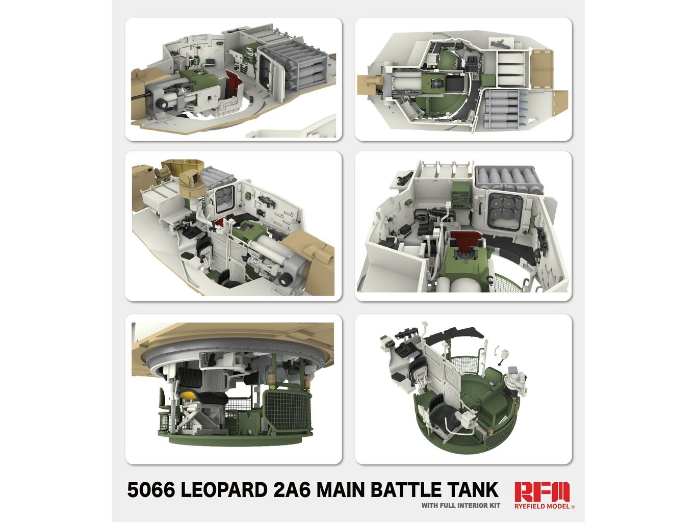 Rye Field Model - Leopard 2A6 with Full Interior, 1/35, RFM-5066 cena un informācija | Konstruktori | 220.lv