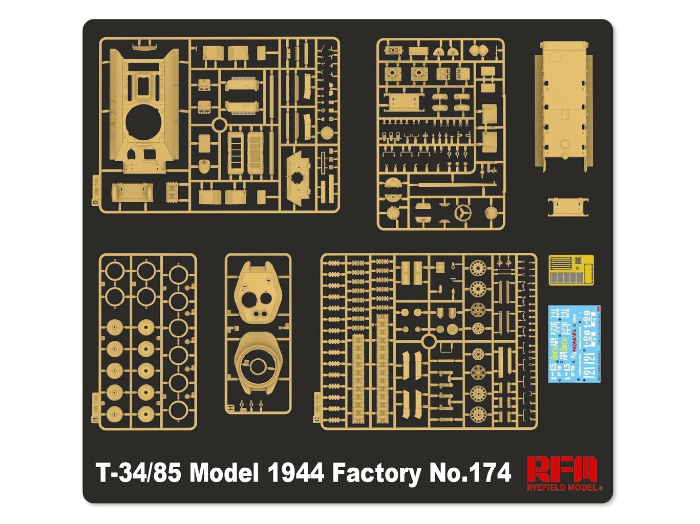 Rye Field Model - T-34/85 Model 1944 Factory No.174, 1/35, RFM-5079 cena un informācija | Konstruktori | 220.lv