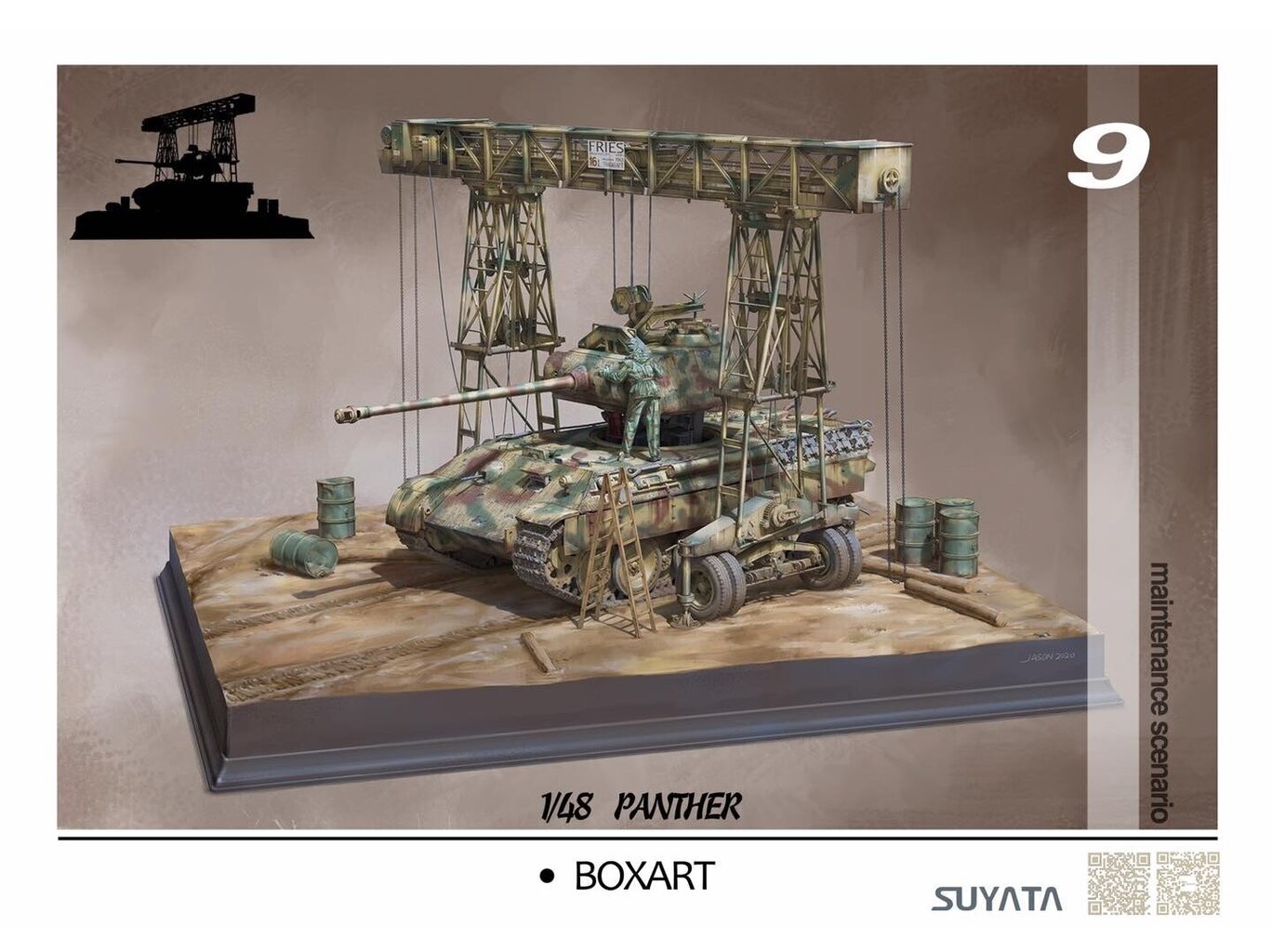 Suyata - Panther A + 16T Strabokran w\ maintenance diorama + display base, 1/48, NO001 cena un informācija | Konstruktori | 220.lv