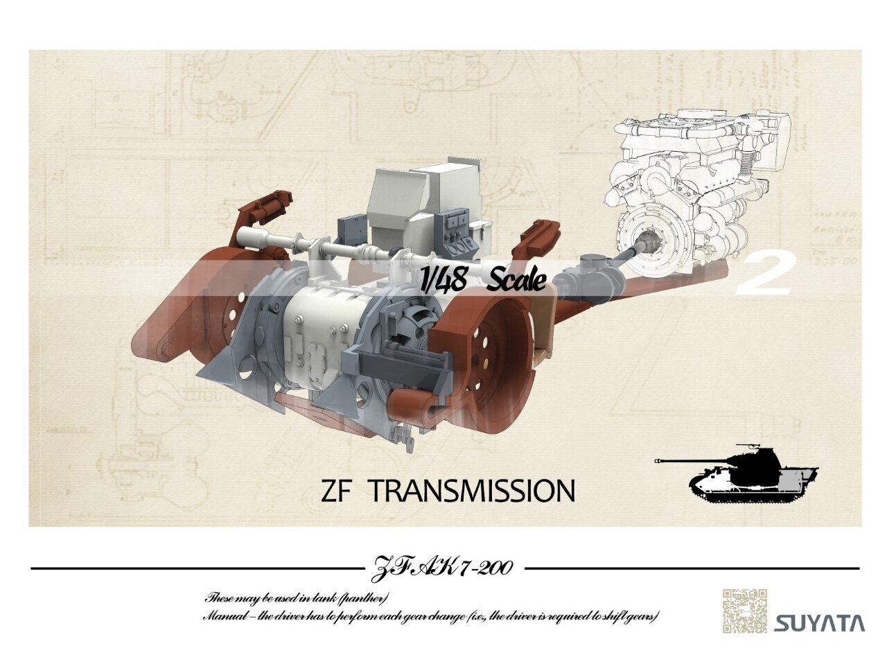 Suyata - Panther A + 16T Strabokran w\ maintenance diorama + display base, 1/48, NO001 cena un informācija | Konstruktori | 220.lv