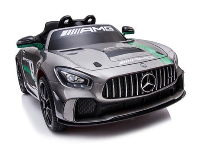 Mercedes-Benz GT4 12v ar MP4 skārienjūtīgu ekrānu, sudrabpelēks lakots cena un informācija | Bērnu elektroauto | 220.lv