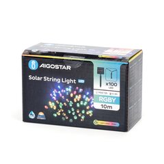 Āra 100LED virtene ar saules baterijām LED, 12m, IP65 RGBY daudzkrāsaina, 286675 cena un informācija | Ziemassvētku lampiņas, LED virtenes | 220.lv