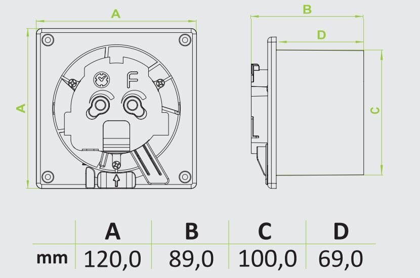 Nosūces ventilators dRim 100 HS BB, SUDRABS MATĒTS, mitruma sensors цена и информация | Ventilatori vannas istabai | 220.lv