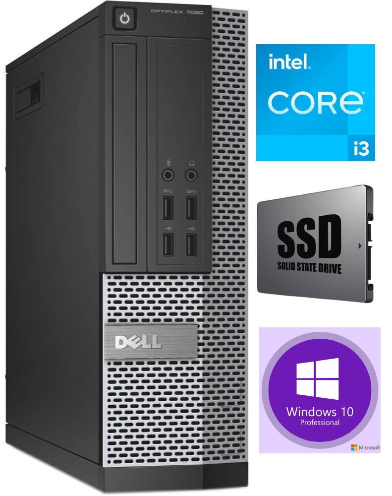 Dell 7020 SFF i3-4130 4GB 240GB SSD 1TB HDD Windows 10 Professional Stacionārais dators цена и информация | Stacionārie datori | 220.lv
