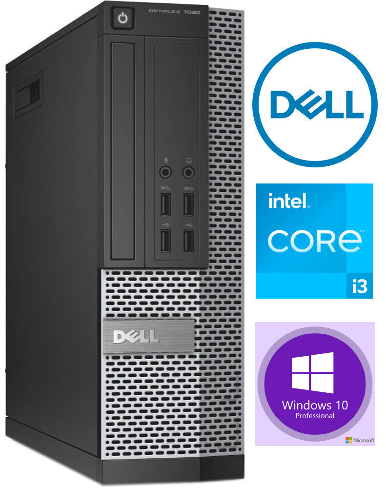 Dell 7020 SFF i3-4130 8GB 250GB HDD Windows 10 Professional Stacionārais dators цена и информация | Stacionārie datori | 220.lv