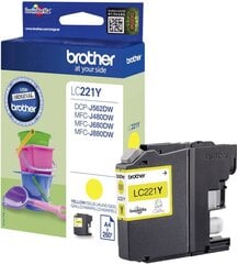 BROTHER LC221Y ink yellow 260 pages цена и информация | Картриджи для струйных принтеров | 220.lv