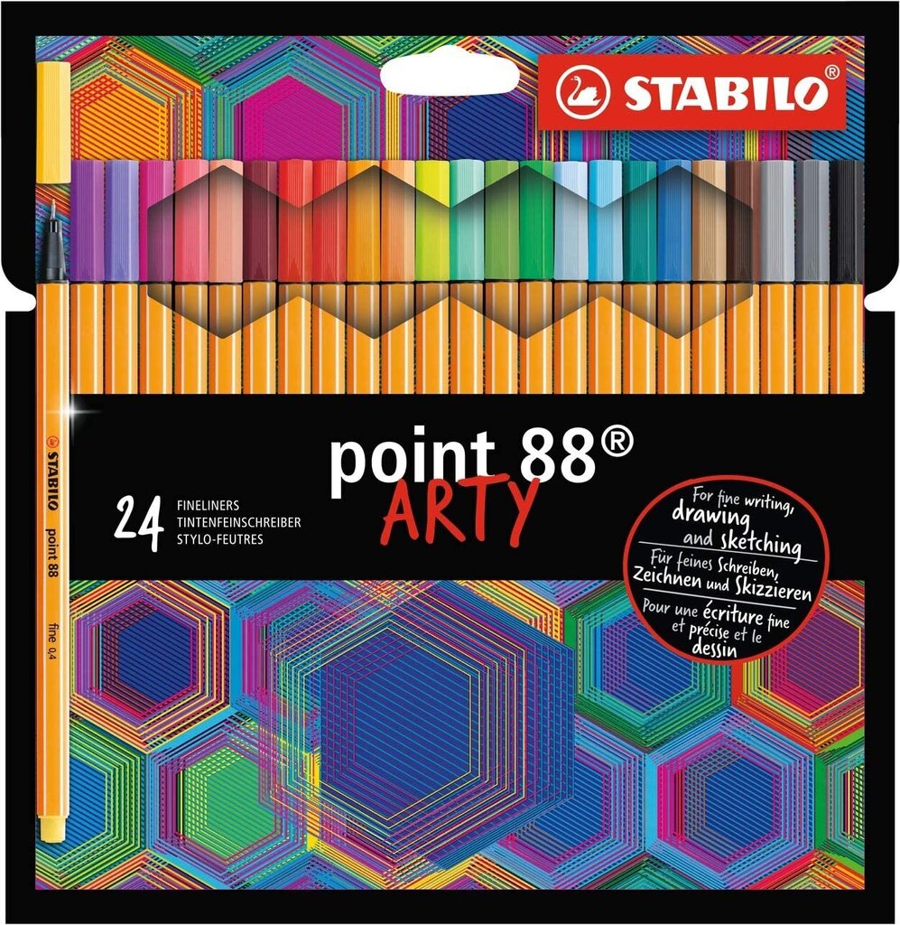 Tintes pildspalvu komplekts STABILO Point 88 ARTY|24 krāsas cena un informācija | Rakstāmpiederumi | 220.lv