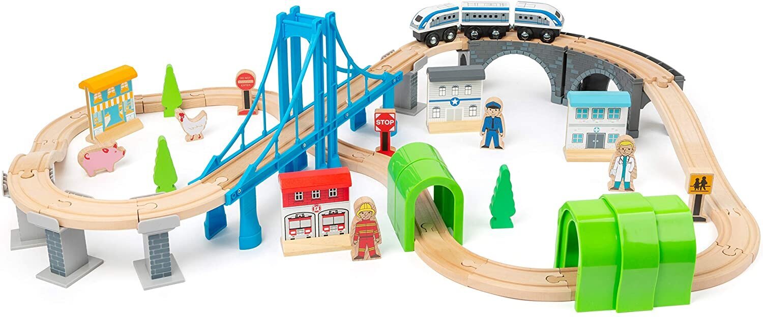 Koka rotaļlieta "Vilciens uz tilta" цена и информация | Rotaļlietas zēniem | 220.lv