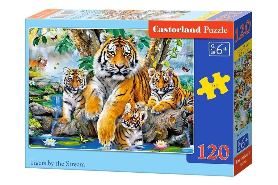Puzle Castorland Tigers by the Stream, 120 daļu cena un informācija | Puzles, 3D puzles | 220.lv