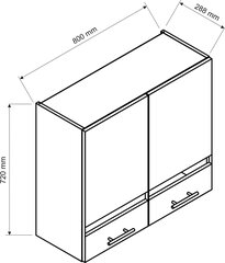 Навесной кухонный шкаф со стеклом Clara, графит цена и информация | Кухонные шкафчики | 220.lv