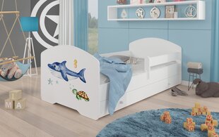 Детская кровать Pepe Barrier Sea Animals 160x80см + Матрас + Ящик цена и информация | Детские кровати | 220.lv