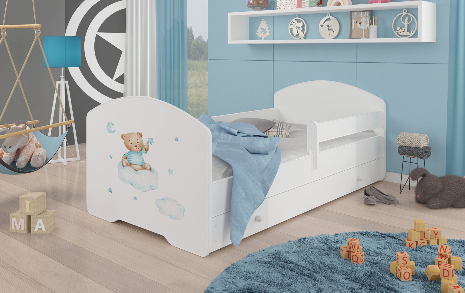 Bērnu gulta Pepe Barrier Teddy Bear and Cloud 160x80cm cena un informācija | Bērnu gultas | 220.lv