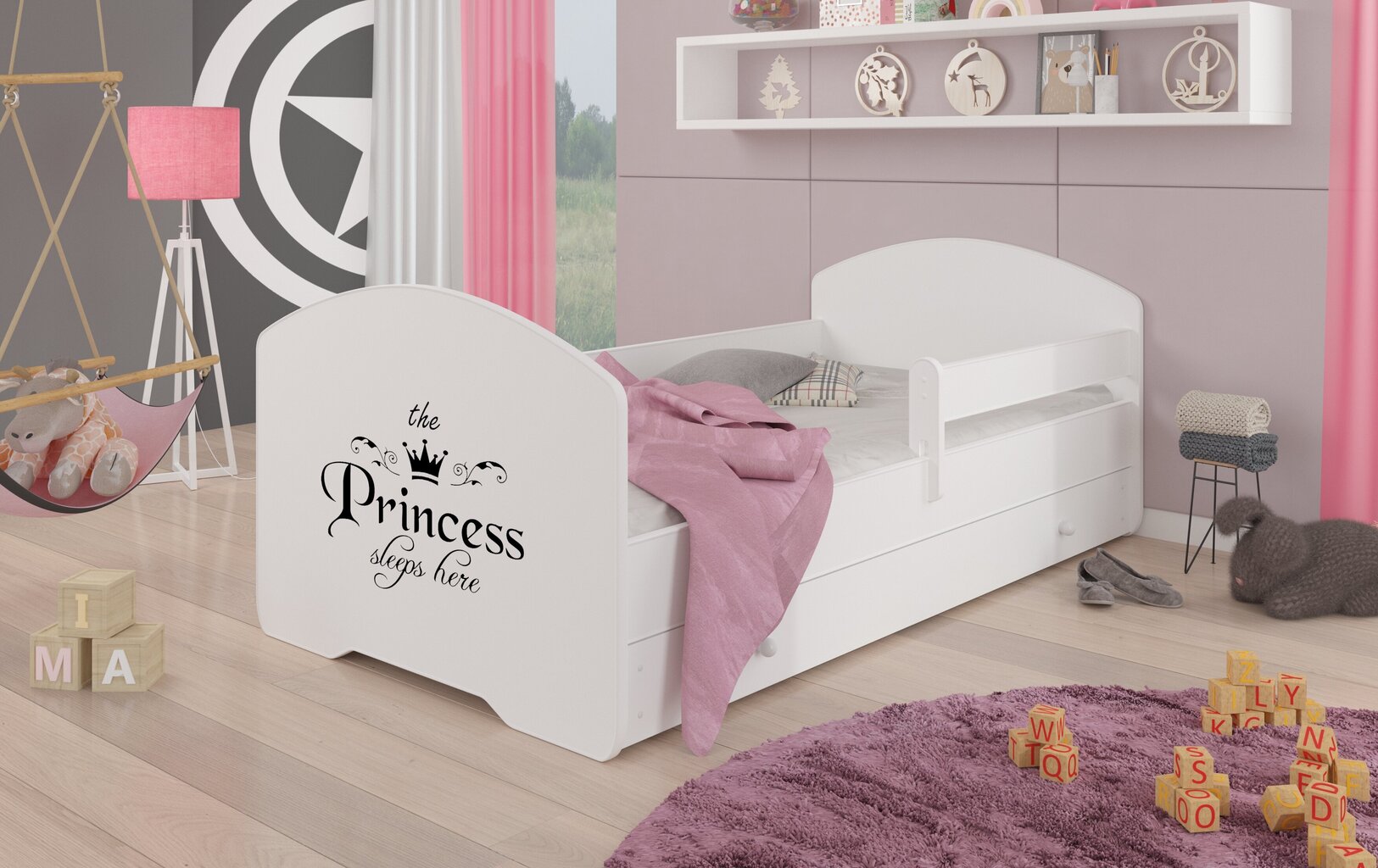 Bērnu gulta Pepe Barrier Princess Black 160x80cm цена и информация | Bērnu gultas | 220.lv