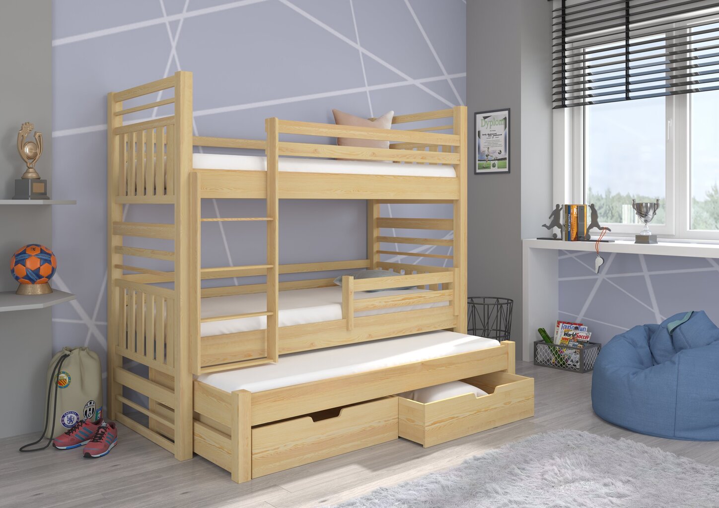 Bērnu gulta Hippo 208x97x175cm, dzeltena cena un informācija | Bērnu gultas | 220.lv