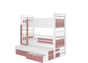Bērnu gulta Hippo 208x97x175cm, balta/rozā цена и информация | Детские кровати | 220.lv
