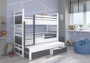 Bērnu gulta Hippo 208x97x175cm, balta/pelēka cena un informācija | Bērnu gultas | 220.lv