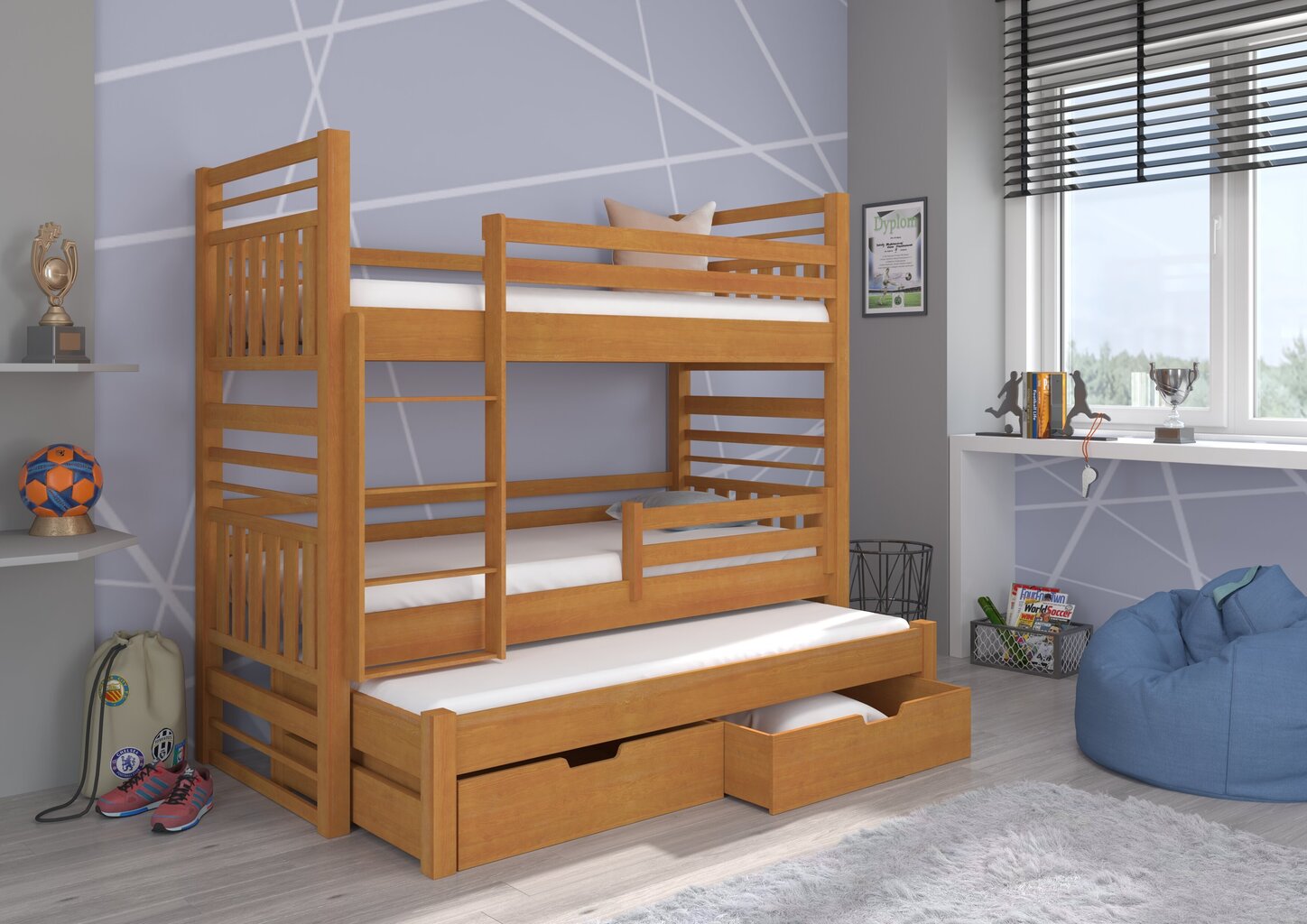 Bērnu gulta Hippo 190x87x175cm, brūna цена и информация | Bērnu gultas | 220.lv