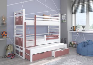 Bērnu gulta Hippo 190x87x175cm, balta/rozā цена и информация | Детские кровати | 220.lv