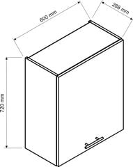 Подвесной кухонный шкаф с сушилкой NATALIA W60SU ALU P/L, серый цвет цена и информация | Кухонные шкафчики | 220.lv