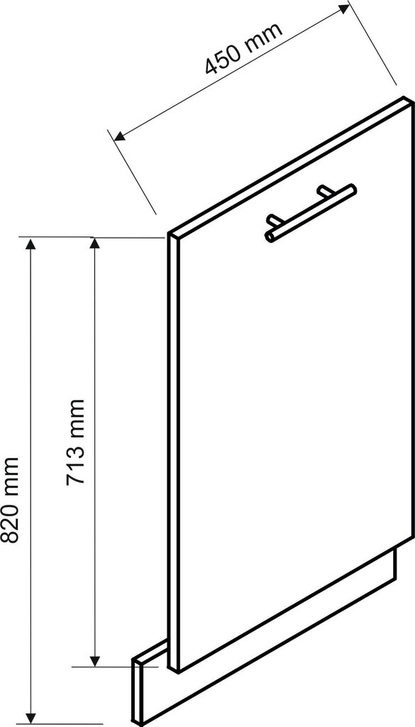 Trauku mazgājamās mašīnas priekšpuse NATALIA FZ.45 P.Z (44.6x71.3 cm), pelēka cena un informācija | Virtuves skapīši | 220.lv